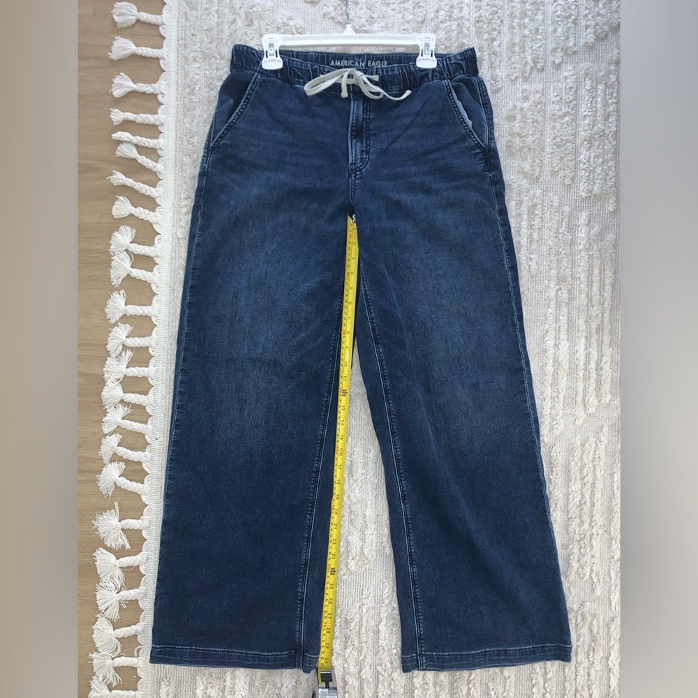 AE Dreamy Drape Cozy Low-Rise Baggy Wide-Leg Jean (Simply Dark Wash) (Size M) - Picture 8 of 11